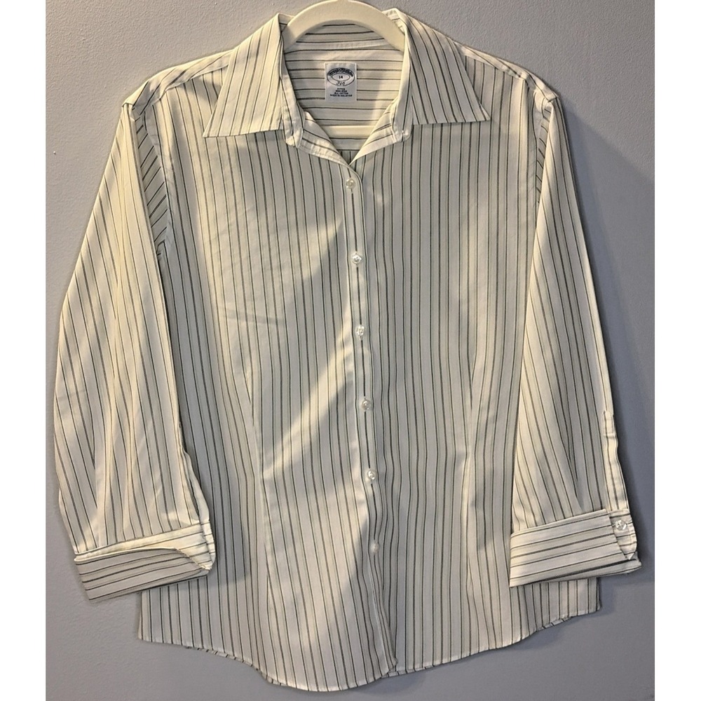 Brooks‎ Brothers Women's Striped Career Wear Office Classic Fit Preppy Blouse 14